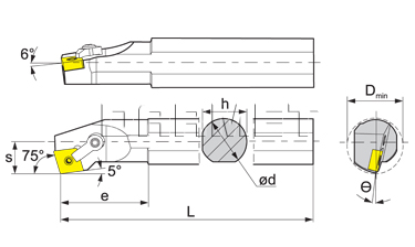 Nóż tokarski składany do toczenia wewnętrznego: S25R-MCKNR-12