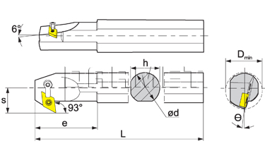 Nóż tokarski składany do toczenia wewnętrznego: S32S-MDZNR-15