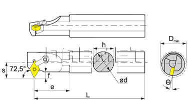 Nóż tokarski składany do toczenia wewnętrznego: S25R-MVWNR-16
