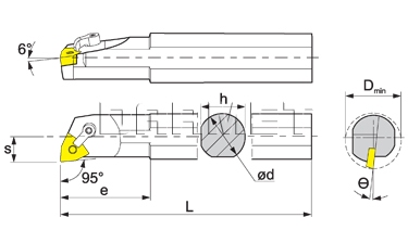 Nóż tokarski składany do toczenia wewnętrznego: S32S-MWLNR-08
