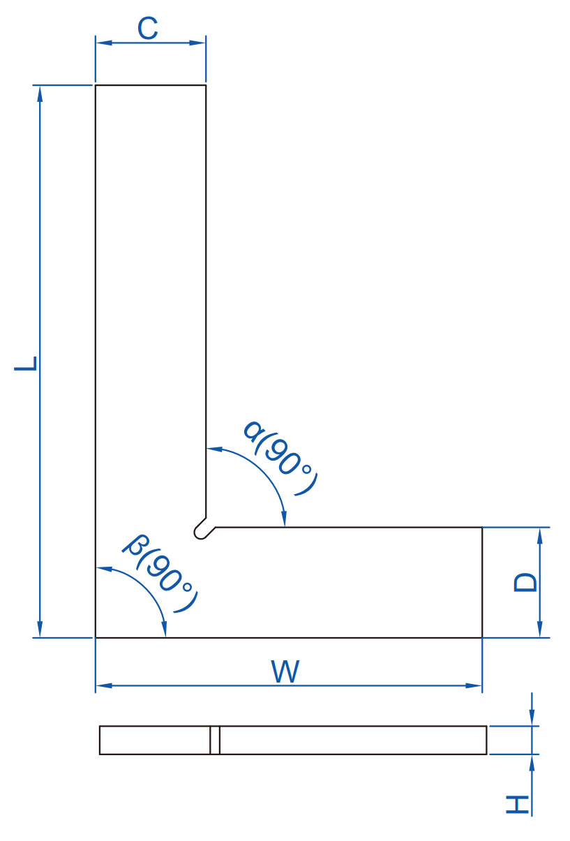 kątownik stalowy insize 4796 - wymiary