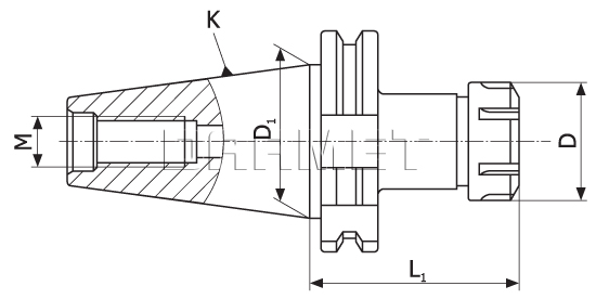 Oprawka zaciskowa do koszyczków ER na trzpieniu DIN