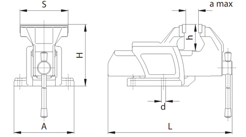 rysunek techniczny imadła ślusarskiego 1250