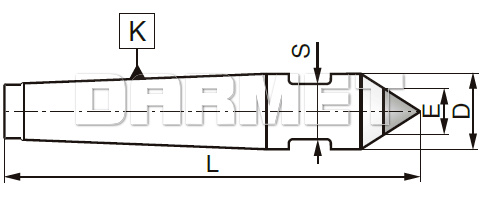 Kieł tokarski stały zewnętrzny z płaską pod klucz i końcówką z węglików spiekanych Morse ZM KOLNO Typ 8721