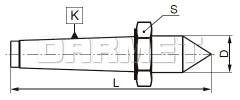 Kieł tokarski stały zewnętrzny z nakrętką Morse ZM KOLNO Typ 8725