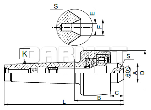 Kieł tokarski obrotowy standardowy z końcówką wewnętrzną Morse ZM KOLNO Typ 8809