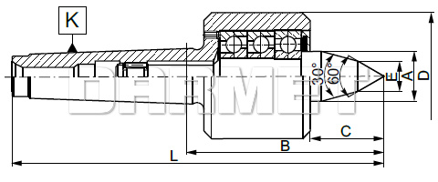 Kieł tokarski obrotowy wydłużony precyzyjny do tokarek NC Morse ZM KOLNO Typ 8814NC
