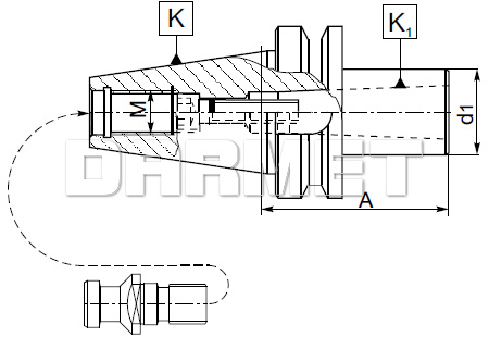 Tuleja redukcyjna BT50 - MS1 - 45 MM z gwintem - ZM KOLNO (Typ 1663)