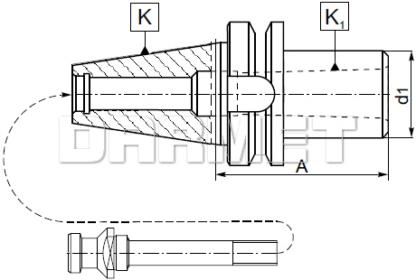 Tuleja redukcyjna BT50 - MS5 - 75MM z gwintem - ZM KOLNO (Typ 1663)