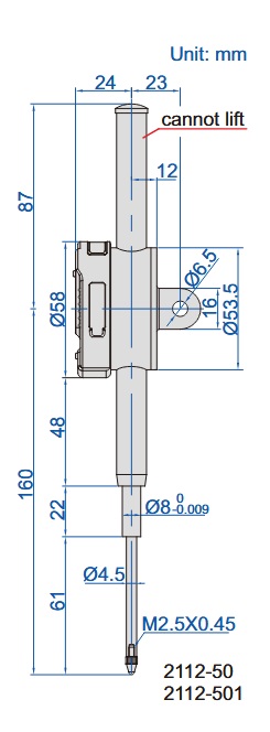 legenda, wymiary czujnika