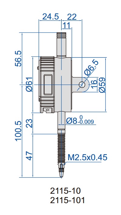 legenda, wymiary czujnika