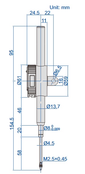legenda, wymiary czujnika