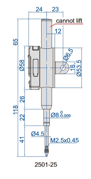legenda, wymiary czujnika
