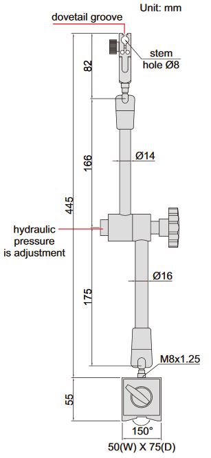 Statyw magnetyczny przegubowy z zaciskiem hydraulicznym INSIZE 6229-100
