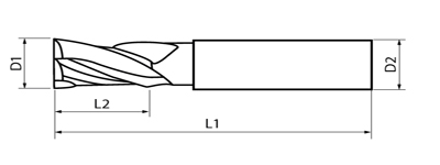 Frez 1-ostrzowy VHM do aluminium - wymiary